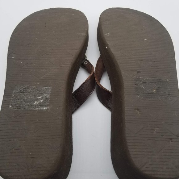 Roxy Brown Wedge Heel Flip Flops - Picture 5 of 7